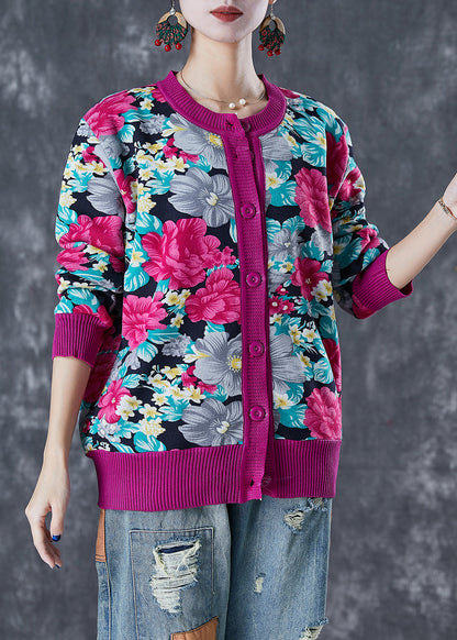 Art Rose Floral Print Thick Knit Sweaters Winter Ada Fashion