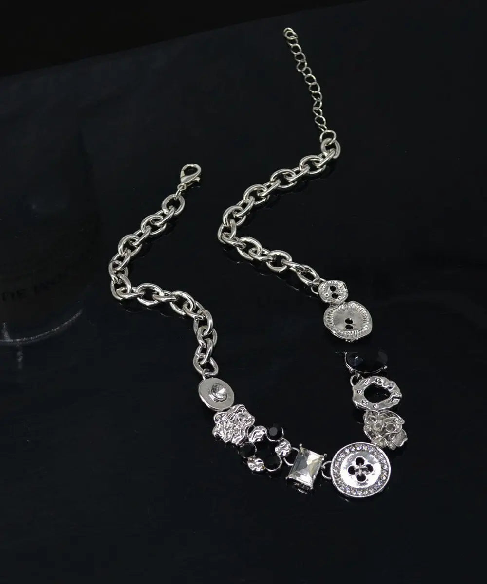 Art Silk Zircon Gem Stone Patchwork Gratuated Bead Necklace Ada Fashion
