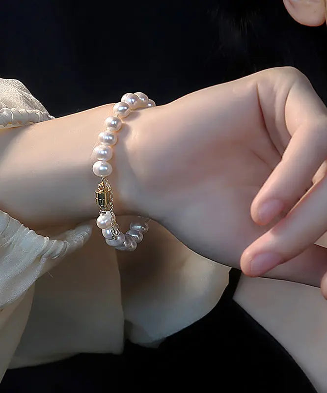 Art White Copper Overgild Pearl Chain Bracelet Ada Fashion