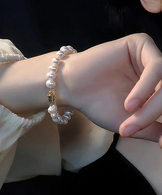 Art White Copper Overgild Pearl Chain Bracelet Ada Fashion