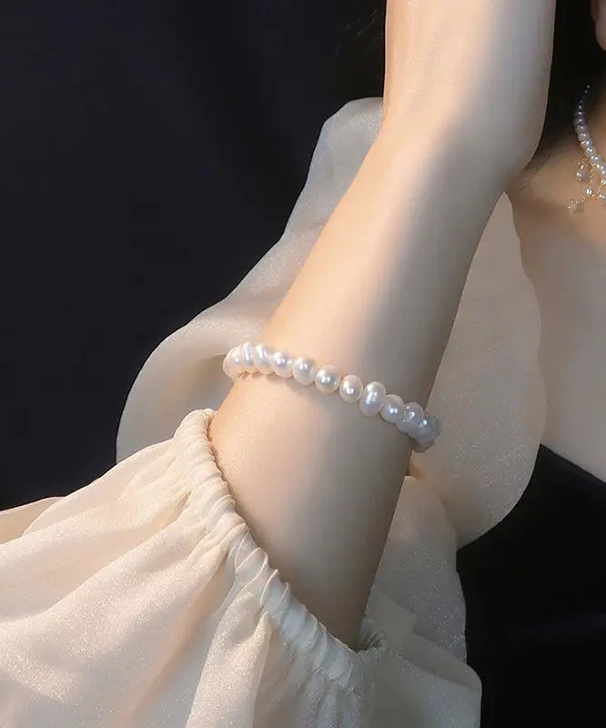 Art White Copper Overgild Pearl Chain Bracelet Ada Fashion