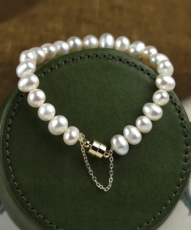 Art White Copper Overgild Pearl Chain Bracelet Ada Fashion