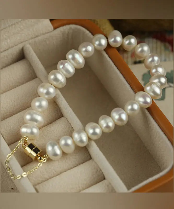 Art White Copper Overgild Pearl Chain Bracelet Ada Fashion