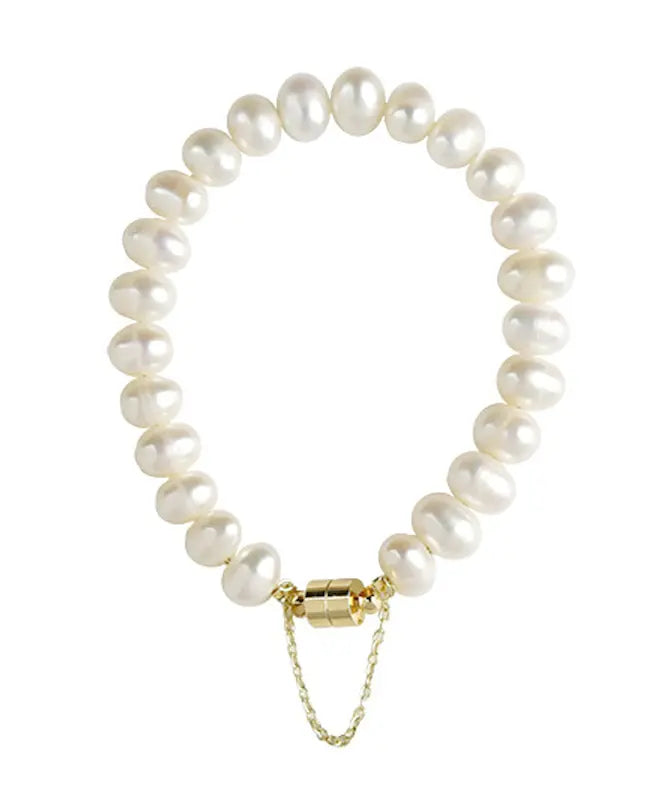 Art White Copper Overgild Pearl Chain Bracelet Ada Fashion