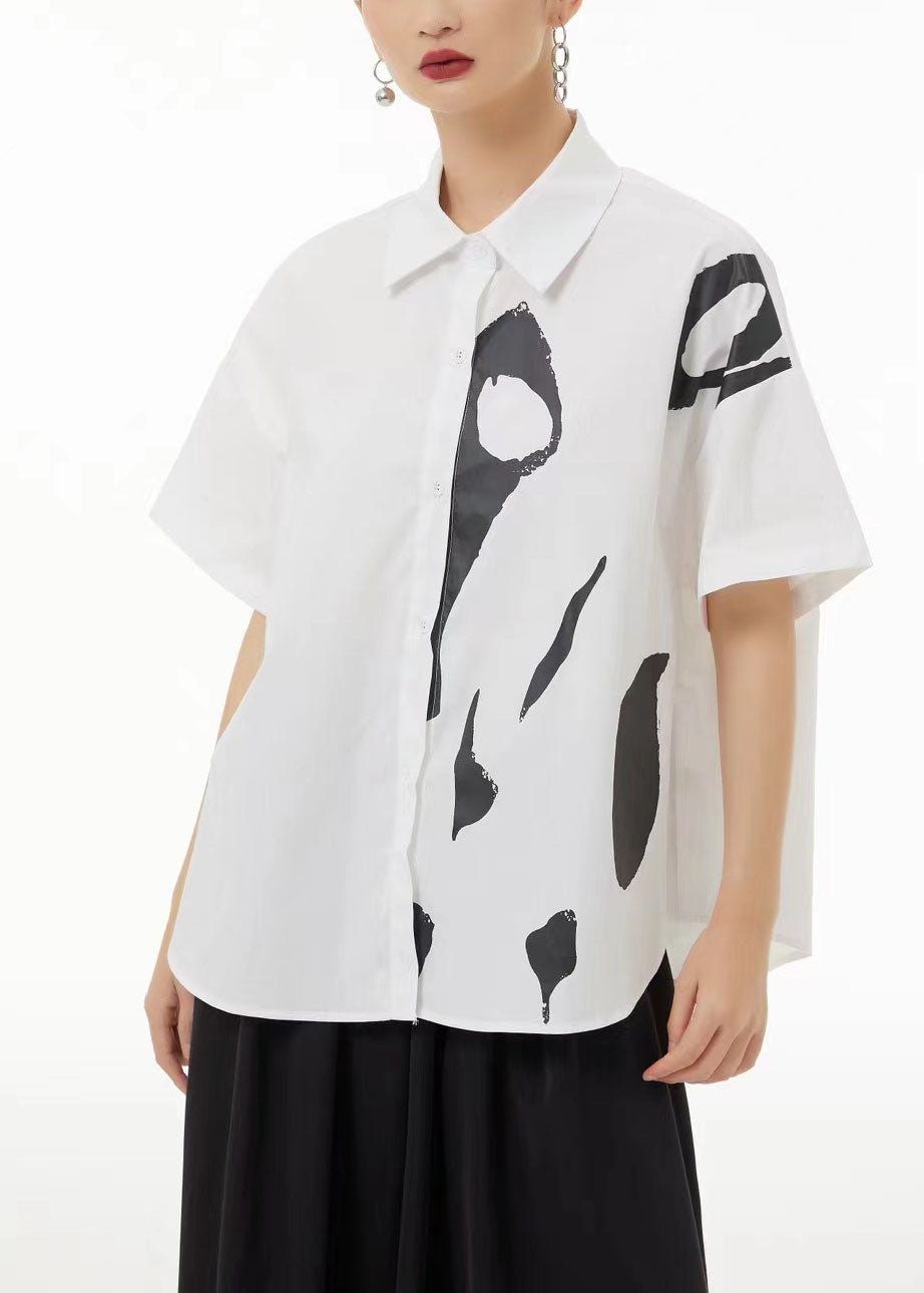 Art White Original Design Print Cotton Shirt Tops Summer LC0114 - fabuloryshop