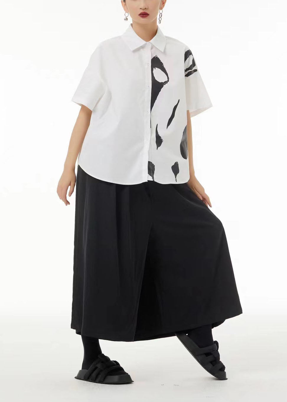 Art White Original Design Print Cotton Shirt Tops Summer LC0114 - fabuloryshop