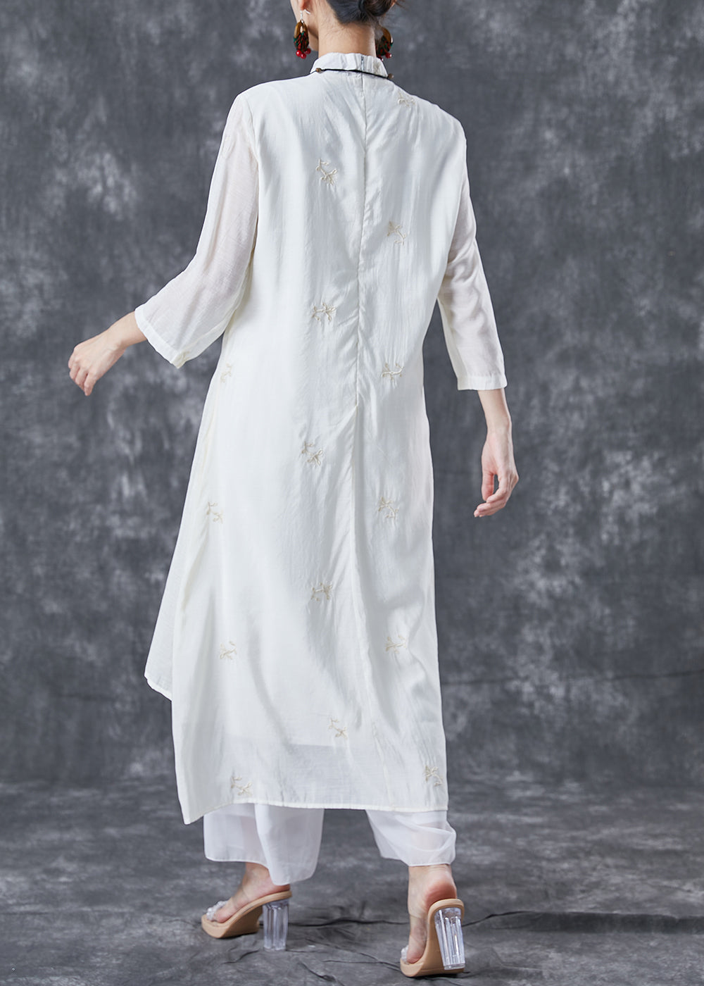 Art White Ruffled Embroideried Tassel Cotton Long Dress Summer TA1024 - fabuloryshop