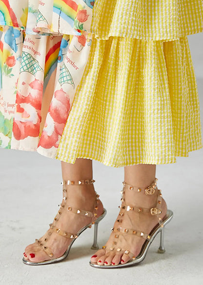 Art Yellow Layered Patchwork Ruffles Cotton Skirt Summer Ada Fashion