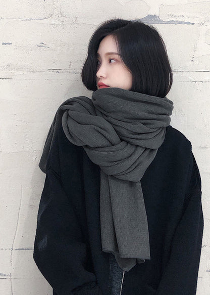 Autumn And Winter Dark Grey Versatile Warm Knitted Scarf Ada Fashion