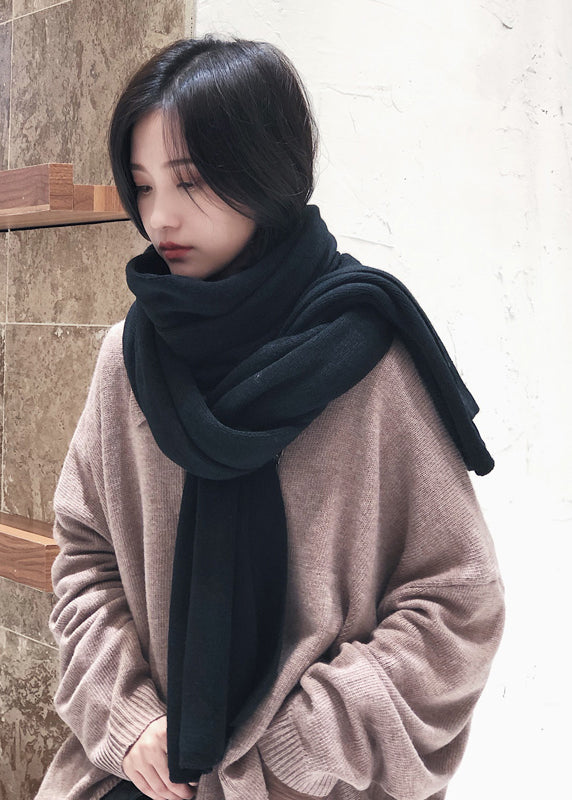 Autumn And Winter Dark Grey Versatile Warm Knitted Scarf Ada Fashion