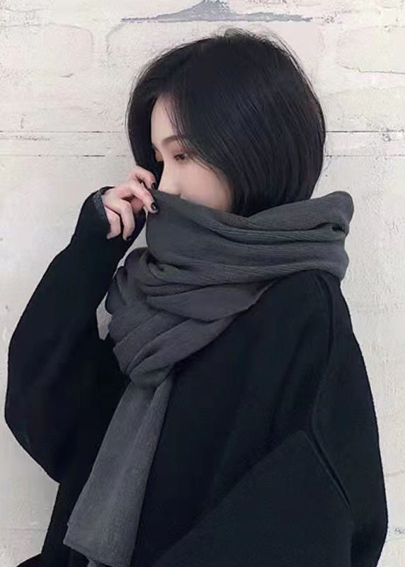 Autumn And Winter Dark Grey Versatile Warm Knitted Scarf Ada Fashion