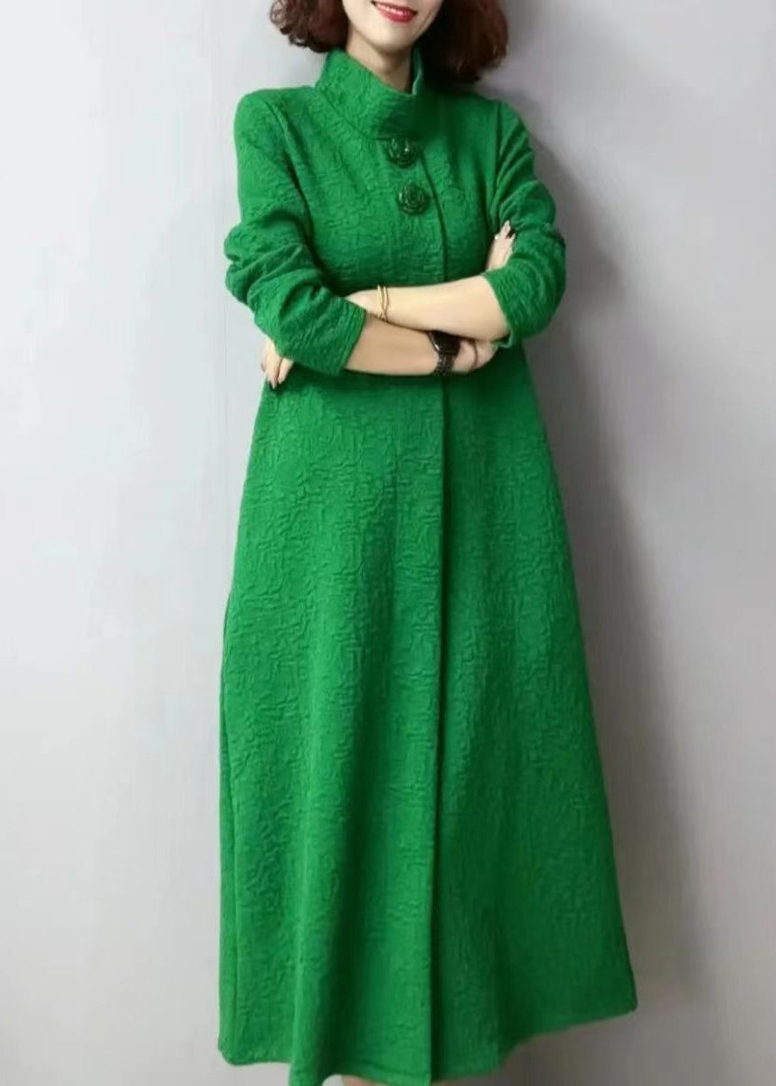 Autumn And Winter New Green Thick Turtleneck Jacquard Dress Ada Fashion