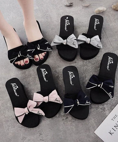 Beautiful Black Bow Slide Sandals For Women LY0154 - fabuloryshop