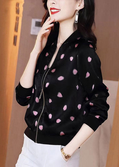 Beautiful Black O-Neck Zippere Print Chiffon Sunscreen Coat Summer LY3786 - fabuloryshop