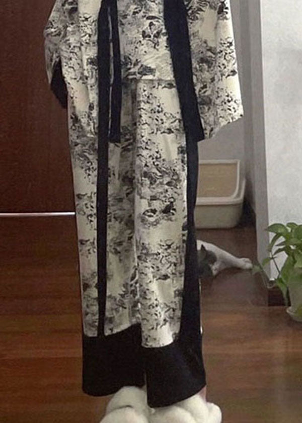 Beautiful Black Print Patchwork Thin Cotton Pajamas Pieces Set Summer LY2809 - fabuloryshop