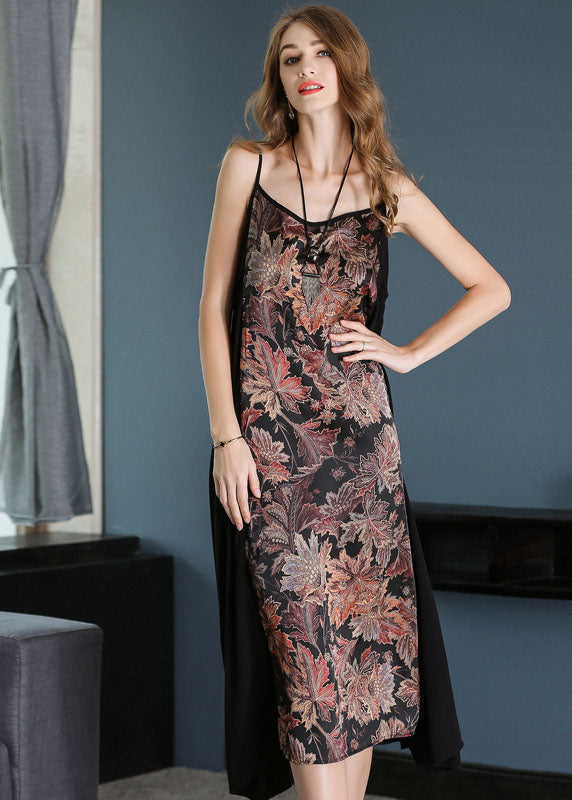 Beautiful Black Sexy Patchwork Print Chiffon Summer Dress LY0259 - fabuloryshop