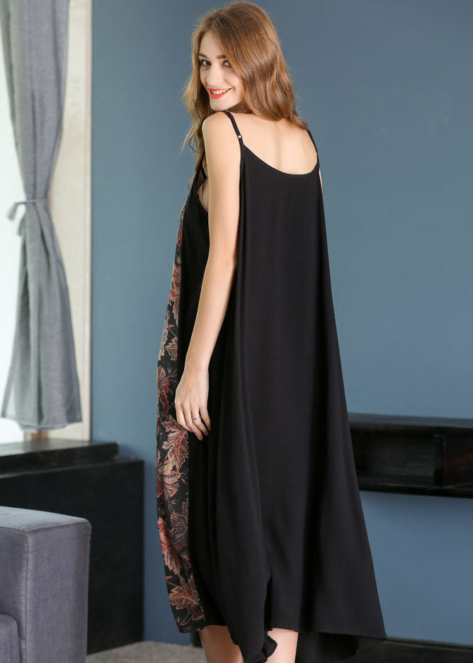 Beautiful Black Sexy Patchwork Print Chiffon Summer Dress LY0259 - fabuloryshop