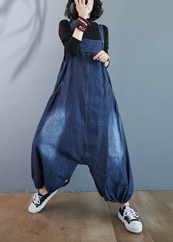 Beautiful Blue Oversized Pockets Denim Overalls Jumpsuit Summer Ada Fashion