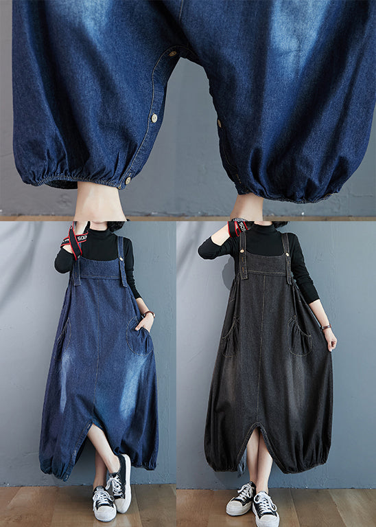 Beautiful Blue Oversized Pockets Denim Overalls Jumpsuit Summer Ada Fashion