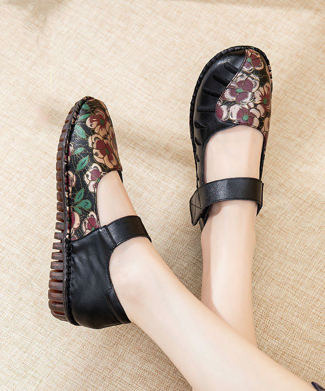 Beautiful Buckle Strap Flats Light Purple Splicing Cowhide Leather LC0529 - fabuloryshop