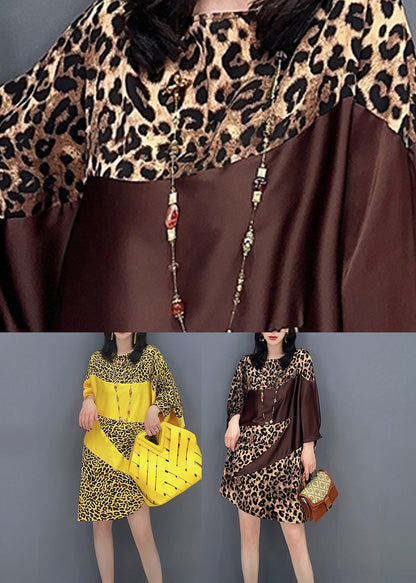 Beautiful Chocolate O-Neck Leopard Print Maxi Dresses Spring LC0355 - fabuloryshop