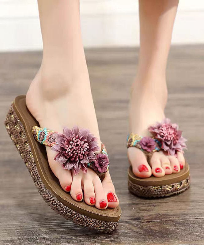 Beautiful Coffee Floral Holiday Thong Sandals LY0239 - fabuloryshop