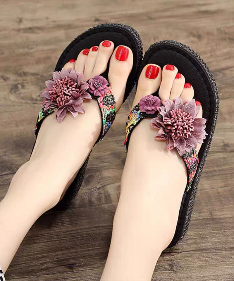 Beautiful Coffee Floral Holiday Thong Sandals LY0239 - fabuloryshop