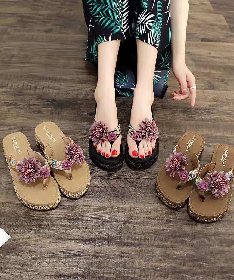 Beautiful Coffee Floral Holiday Thong Sandals LY0239 - fabuloryshop