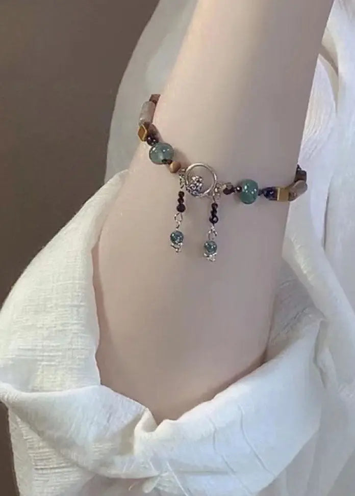 Beautiful Colorblock Allouy Gem Stone Charm Bracelet Ada Fashion