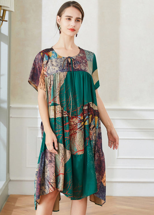Beautiful Colorblock Asymmetrical Patchwork Tie Dye Chiffon Dresses Summer LY0291 - fabuloryshop