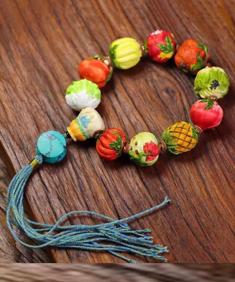 Beautiful Colorblock Hand Knitting Fruit And Vegetable Tassel Bracelet Ada Fashion