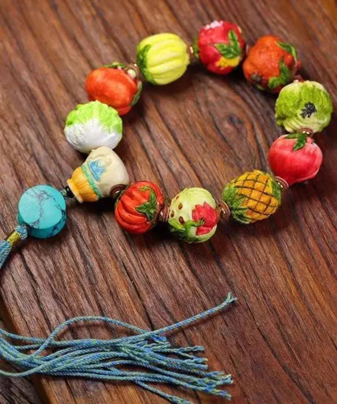 Beautiful Colorblock Hand Knitting Fruit And Vegetable Tassel Bracelet Ada Fashion