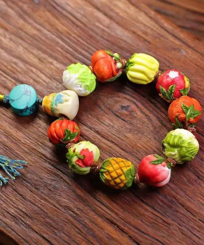 Beautiful Colorblock Hand Knitting Fruit And Vegetable Tassel Bracelet Ada Fashion