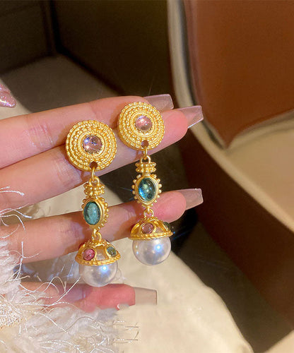 Beautiful Copper Resin Pearl Drop Earrings Ada Fashion