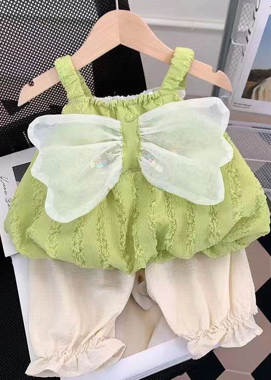 Beautiful Green Floral Patchwork Cotton Baby Girls Two Pieces Set Summer LY5467 - fabuloryshop
