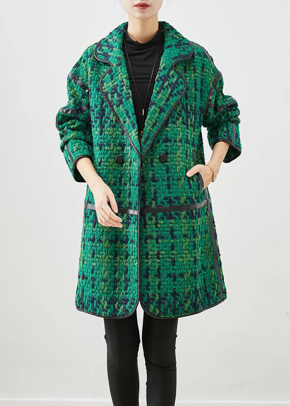 Beautiful Green Oversized Patchwork Cotton Coat Outwear Fall Ada Fashion