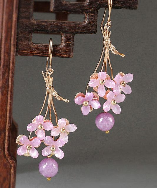 Beautiful Light Purple Copper Overgild Flower Drop Earrings LY2015 - fabuloryshop