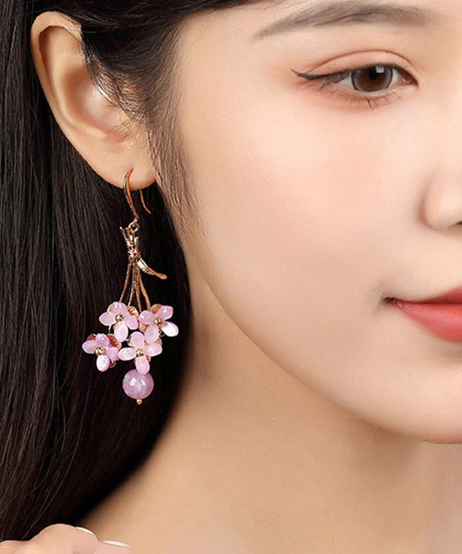 Beautiful Light Purple Copper Overgild Flower Drop Earrings LY2015 - fabuloryshop