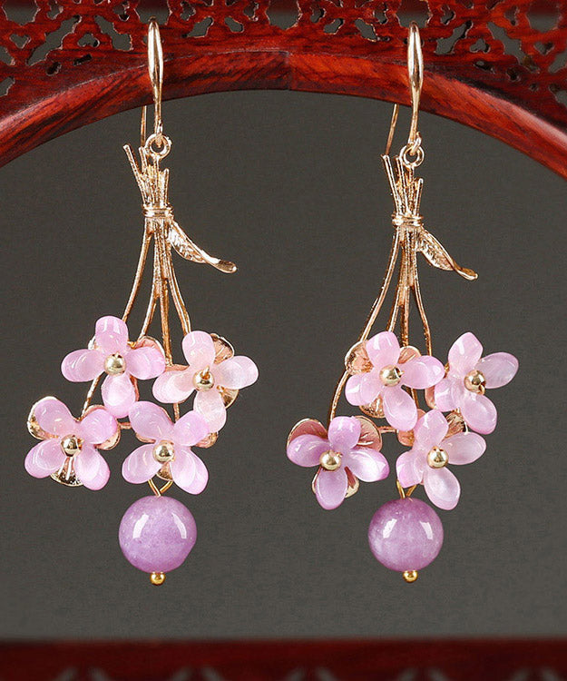 Beautiful Light Purple Copper Overgild Flower Drop Earrings LY2015 - fabuloryshop