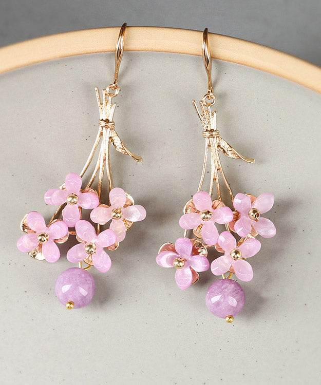 Beautiful Light Purple Copper Overgild Flower Drop Earrings LY2015 - fabuloryshop