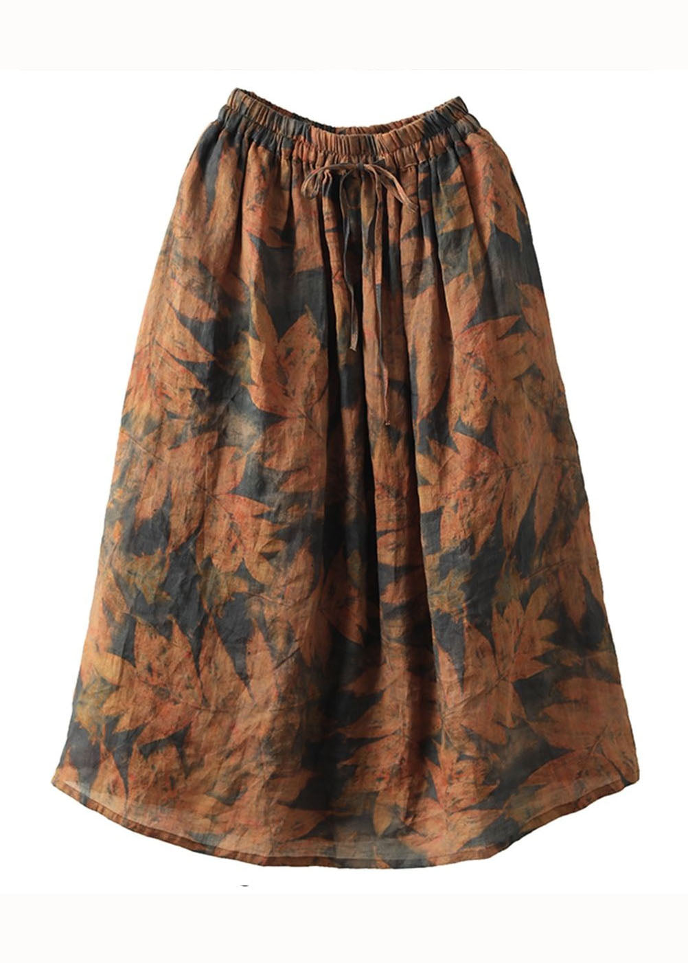 Beautiful Orange Wrinkled Pockets Patchwork Linen Skirt Summer LY4092 - fabuloryshop