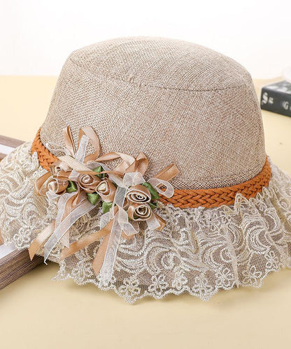 Beautiful Pink Lace Patchwork Floral Linen Floppy Sun Hat LY518 - fabuloryshop