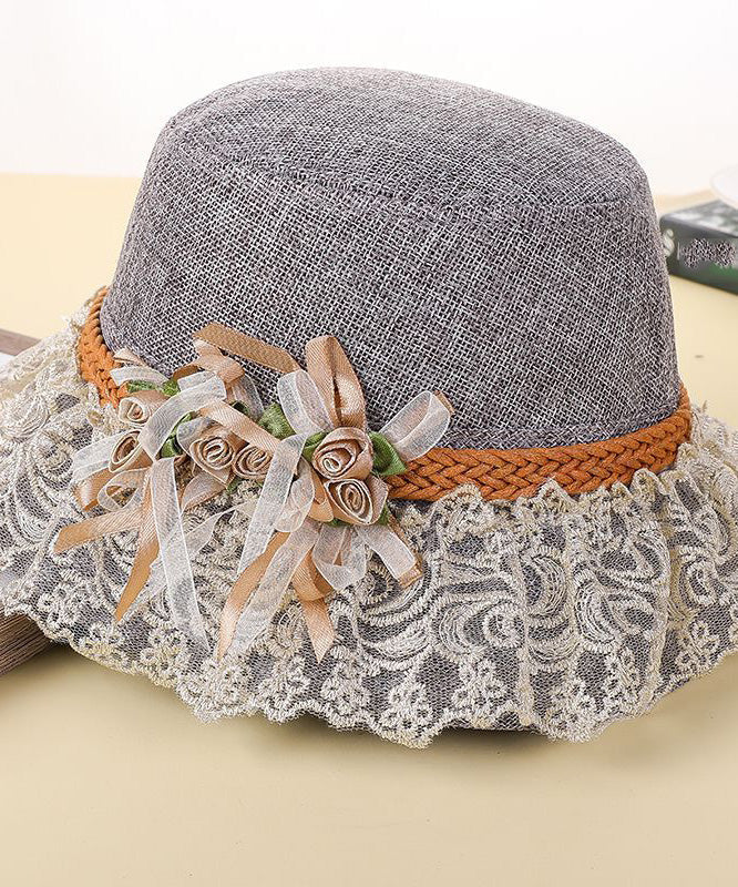 Beautiful Pink Lace Patchwork Floral Linen Floppy Sun Hat LY518 - fabuloryshop