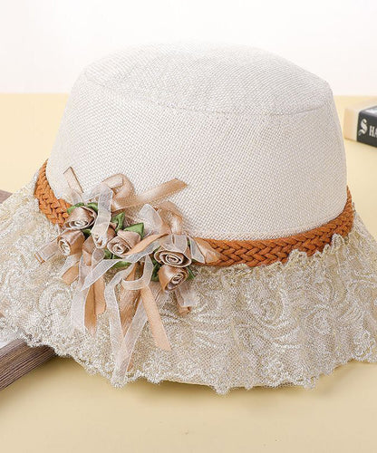 Beautiful Pink Lace Patchwork Floral Linen Floppy Sun Hat LY518 - fabuloryshop