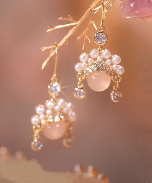 Beautiful Pink Pearl Opal Drop Earrings LY2300