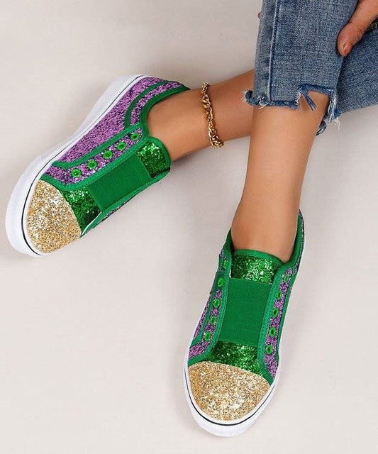 Beautiful Purple Canvas Flat Feet Shoes Splicing Sequins LY4335 - fabuloryshop