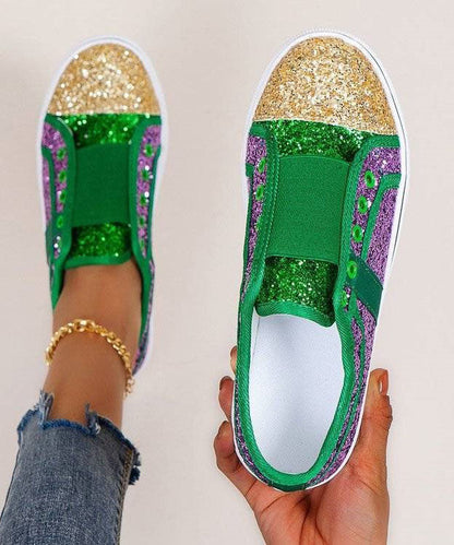 Beautiful Purple Canvas Flat Feet Shoes Splicing Sequins LY4335 - fabuloryshop