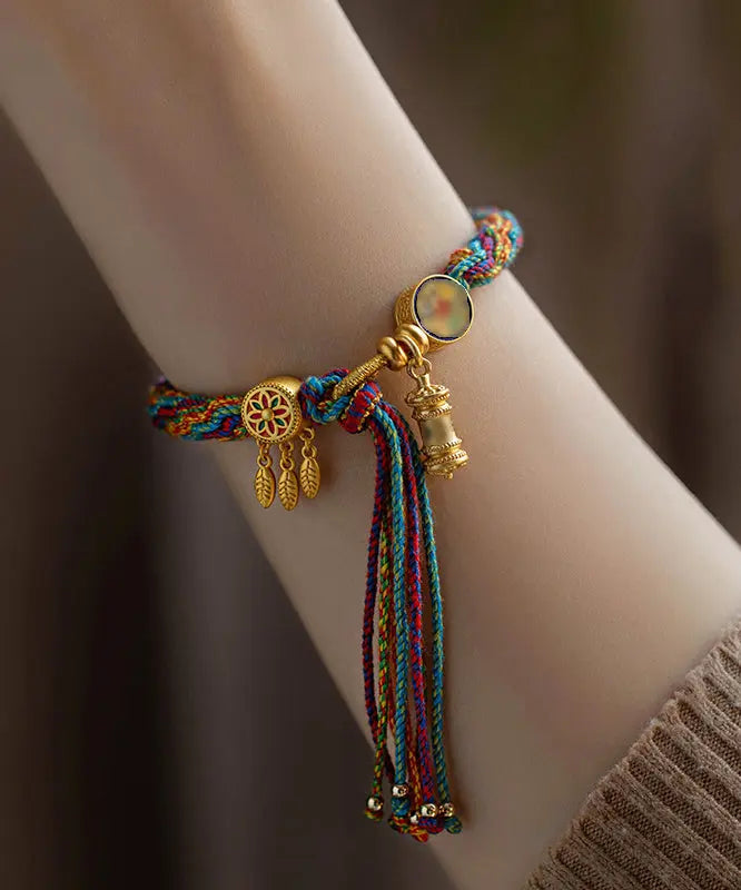 Beautiful Rainbow Alloy Floral Tassel Chain Bracelet Ada Fashion