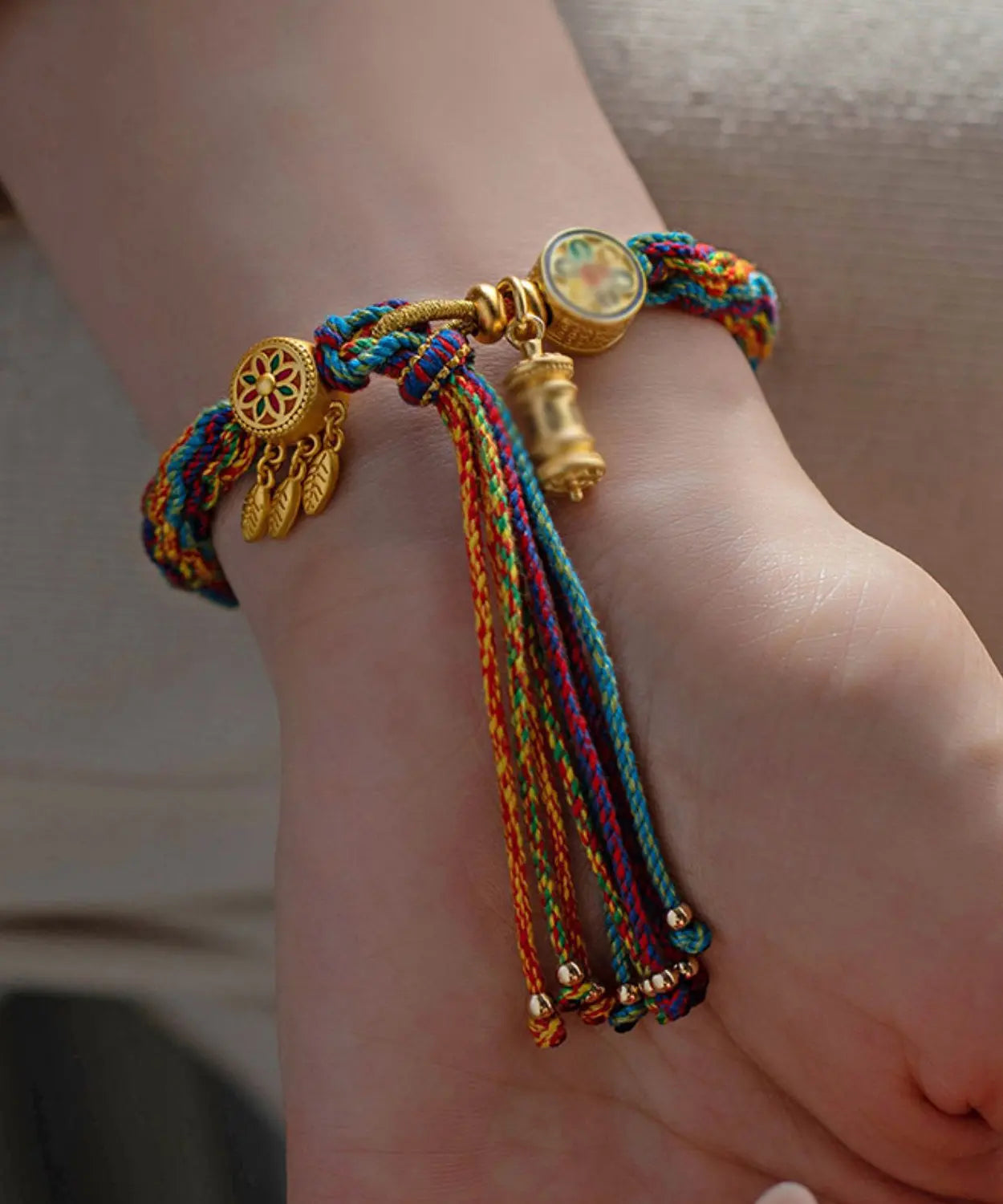 Beautiful Rainbow Alloy Floral Tassel Chain Bracelet Ada Fashion