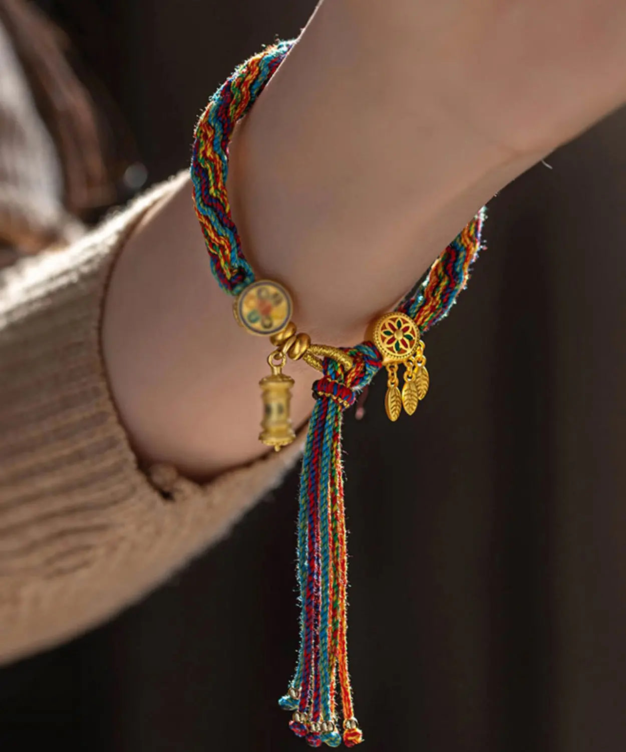 Beautiful Rainbow Alloy Floral Tassel Chain Bracelet Ada Fashion